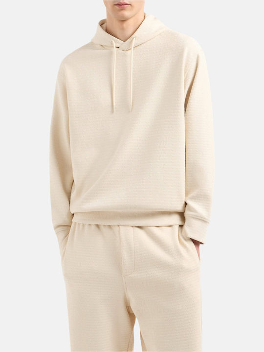 Emporio Armani Мъжки Суитшърт Екрю с Качулка