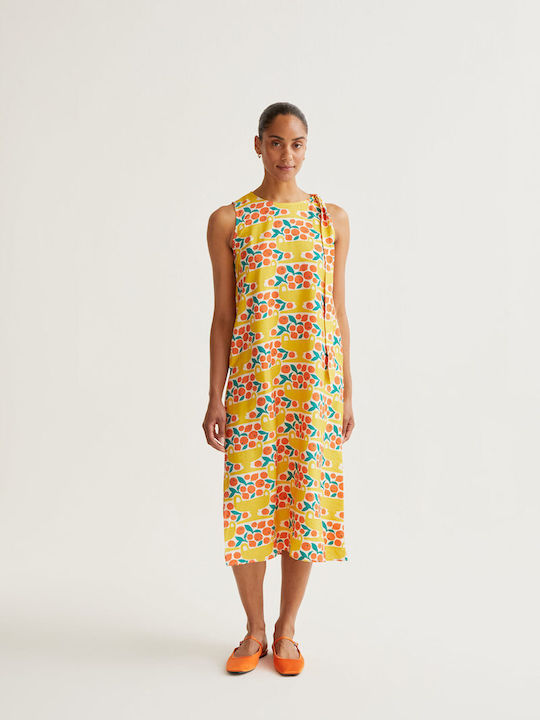 Summer Midi Dress with Tearing Yellow