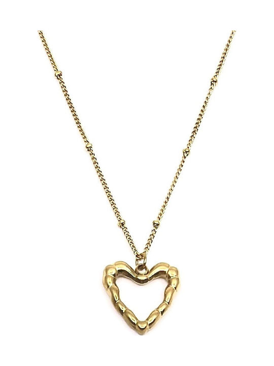 Legola Necklace With Heart Design Made Of Gold Plated Steel
