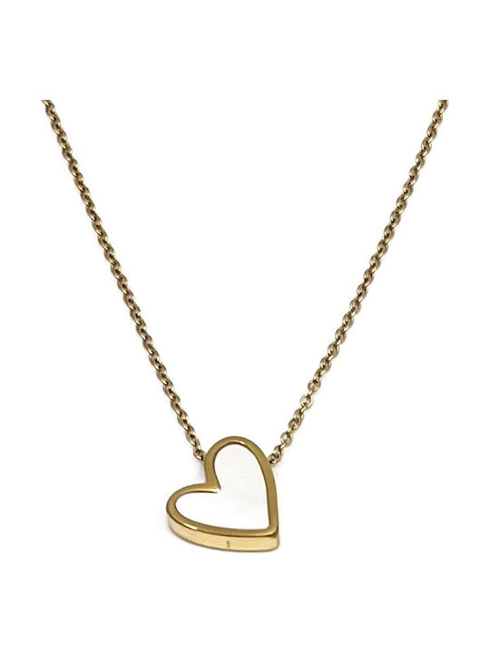 Legola Necklace with Heart Design in Gold Plated Steel