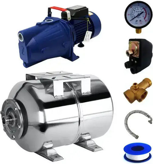 Kit Hidrofor 24 L Oțel Inoxidabil Alpin Profi Jet100l Pompă 1500w Debit 55 L Min Înălțime Refulare 45 M Aspirație 9 M Include Manometru Racord Flexibil Racord Fiting Presostat Cobi Smart