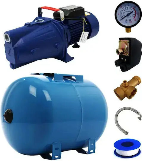 Kit Hidrofor 24 L Alpin Profi Jet100l Pompă de Apă 1500 W 55 L Min Debit 45 M Aspirație 9 M Sistem Complet Premium Cobi Smart
