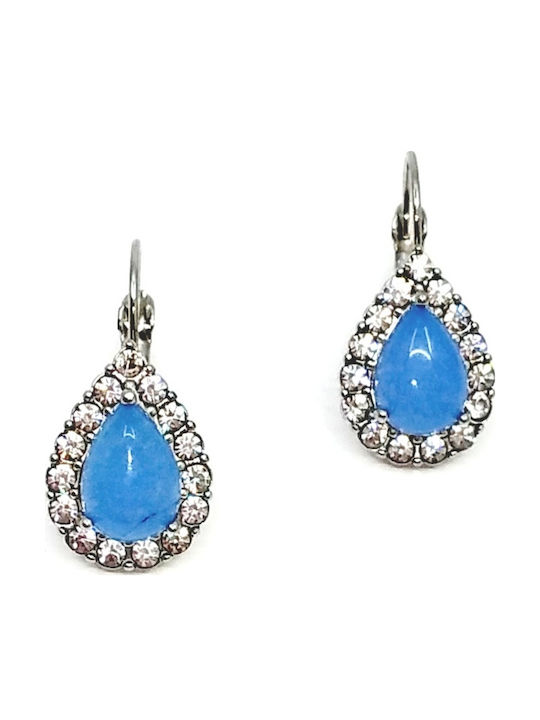 Legola Dangle Steel Earrings with Grey Stones