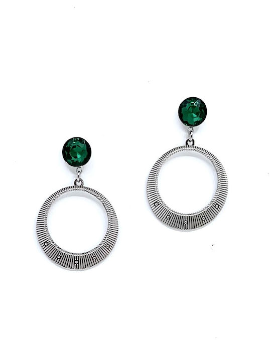 Legola Steel Stud Earrings with Grey Stones
