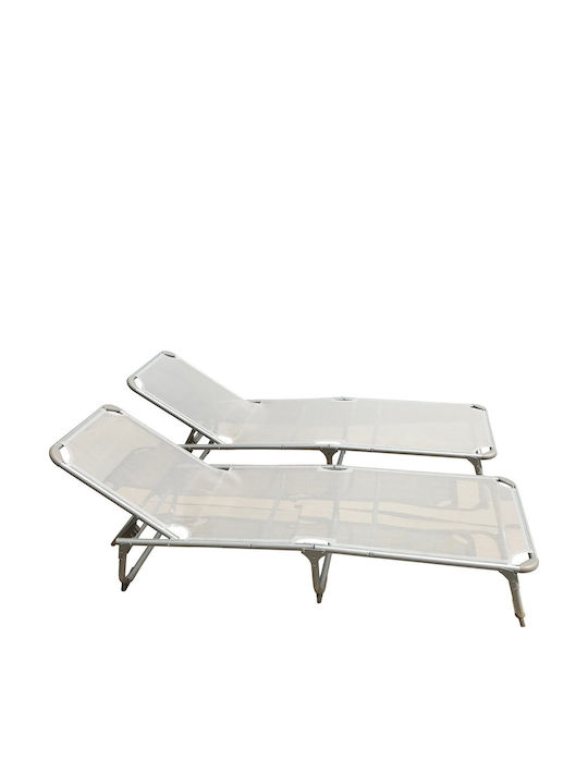 Șezlong Plastic Gri 2 Buc 188x56 cm