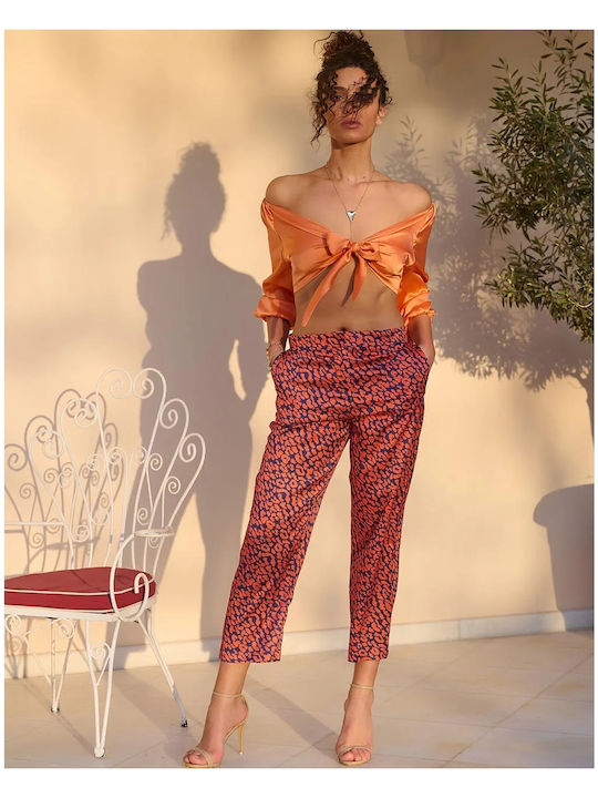 Damen Satin Hose Orange