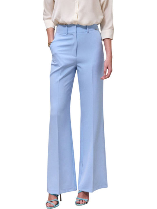 Enzzo Women's Fabric Trousers Light Blue