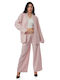 Pink Striped Set Trousers Jacket