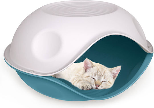 Cave Cat Dog Light Blue Covered Bed 57x48xh32cm