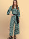Women's Zip Culottes Floral Green