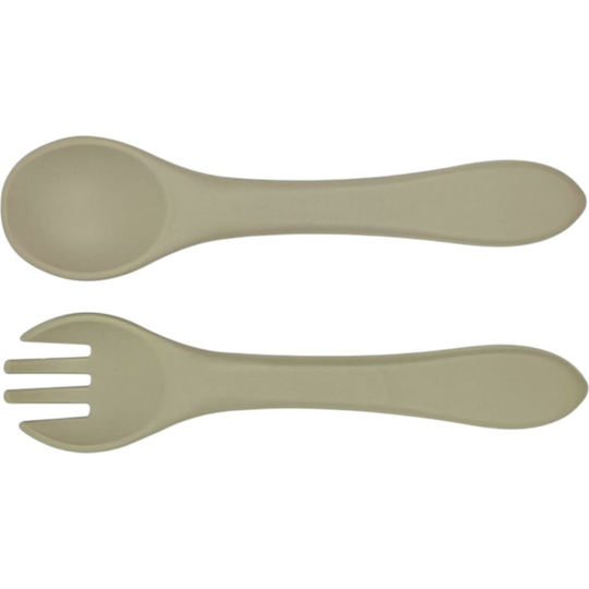 Queen Mother Set von Baby Besteck Soft Bites aus Silikon Grau 2 Stücke