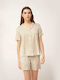 Vamp Καλοκαιρινό Γυναικείο Σετ Πιτζάμας Beige Taupe