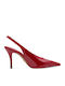 Pointed Toe Heels in Patent Leather with High Heel Red