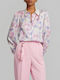 Long Sleeve Women's Satin Shirt Sky Blue