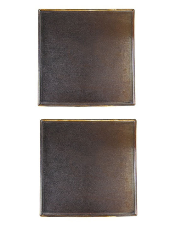 Raki Nyx Platou De Servire Pătrat Din Porțelan Maro 28.5x28.5cm 2 Bucăți
