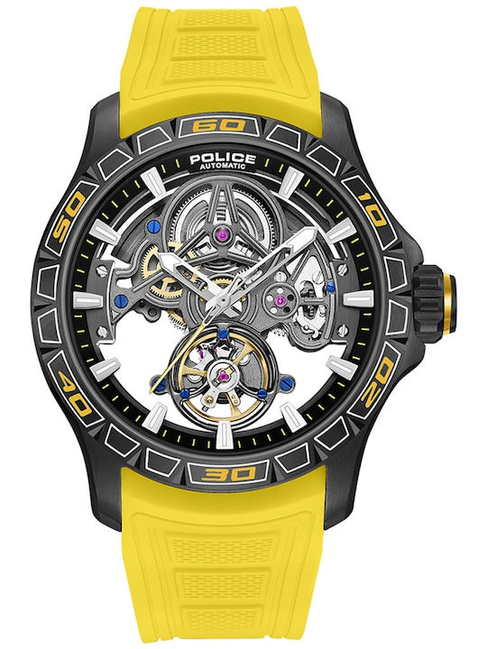 Police Men's Watch 45mm Automatic with Yellow M...