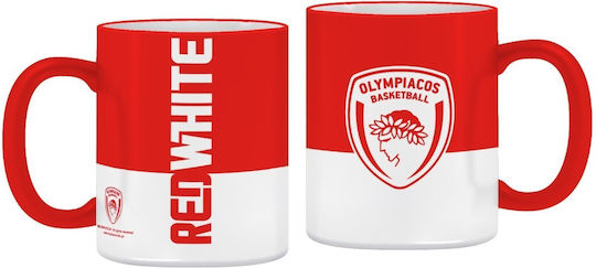 Χάρτινη Πόλη Μπάσκετ 3 Red White Κούπα Κεραμική Κόκκινη 330ml