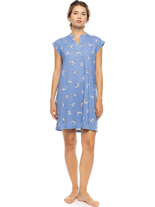 Pink Label Summer Women's Nightgown Blue