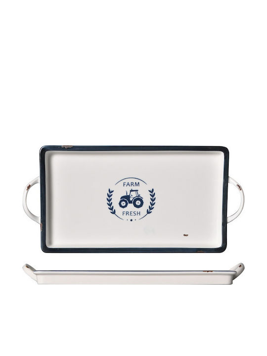 Raki Happy Rectangular Serving Platter Made of White Porcelain 38x19cm