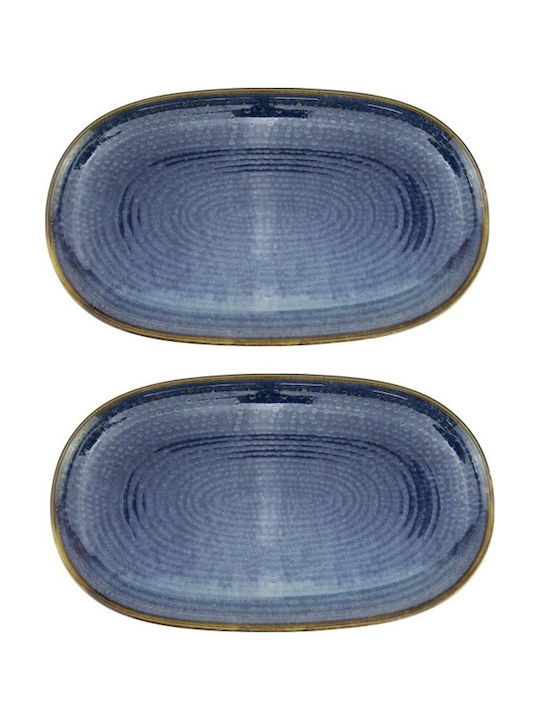 Raki Laguna Platou De Servire Oval Din Porțelan Albastru 25x15cm 2 Bucăți