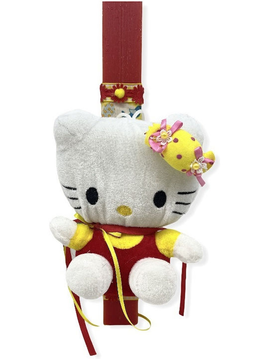 Handgefertigte Beduftete Osterkerze Hello Kitty Farbe Rot 23cm
