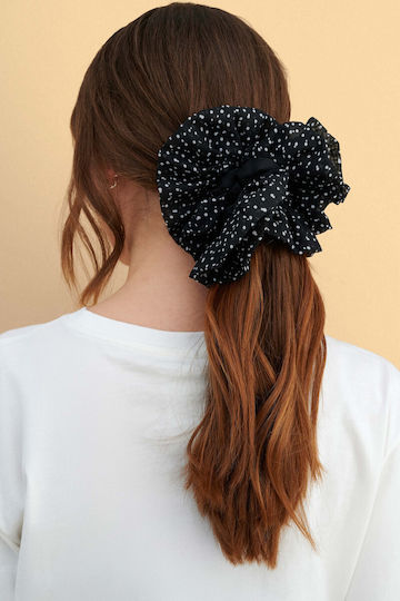 Scrunchie За Коса На Точки Черен Колекция Пролет 26