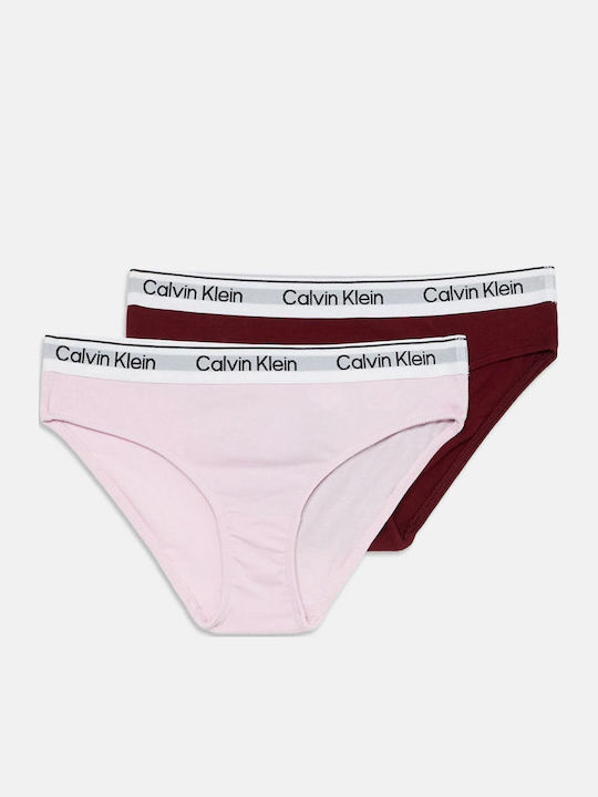Calvin Klein Σετ Παιδικά Βρακάκια Λιλά Μπορντό 2τμχ