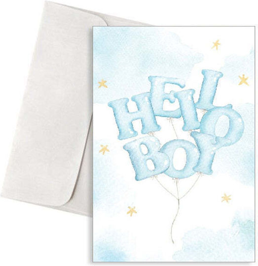Greeting Card Birth Boy – Balloon Letters “hello Boy”