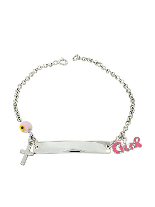 Kiriakos Gofas Kids Bracelet ID Silver With Stones