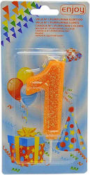 Neon Orange Glitter Candle Number 1