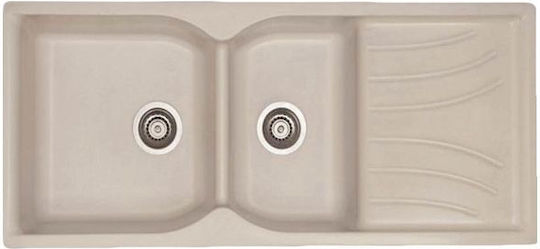 Sanitec 323 Classic Drop-In Küchenspüle aus Flüssiger Granit M115xB50cm Braune