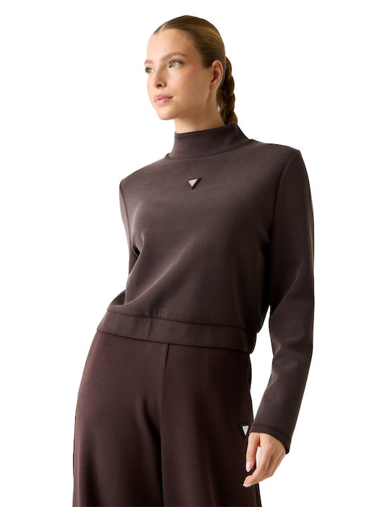 Guess Cropped Women's Sweatshirt Brown