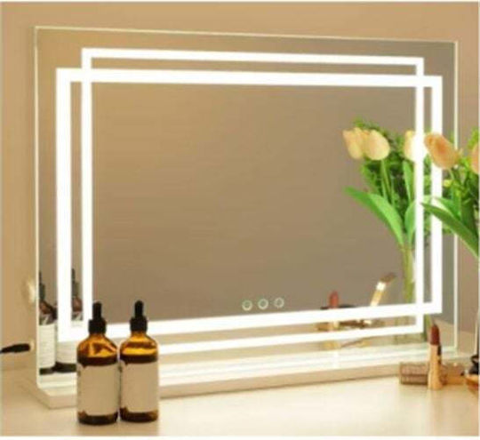Costway Costway Schminkspiegel mit Licht 80x62cm Silber