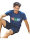 Enrico Coveri Sommer Herrenpyjama Marineblau