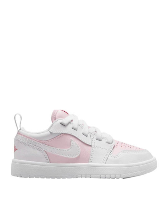 Retro 1 Low Kids Sneakers with Hoop & Loop Closure Pink