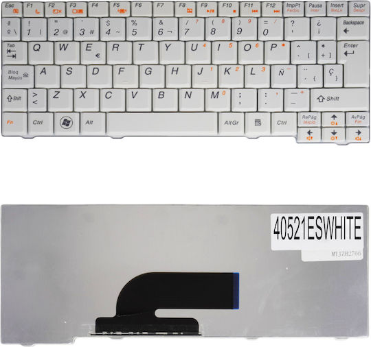 Испанска Клавиатура За Лаптоп Lenovo Ideapad S10-2 S10-2c S10-3c S11 Pk1308h3a49 25-008465 V103802bs1 Es Бял Код 40521eswhite