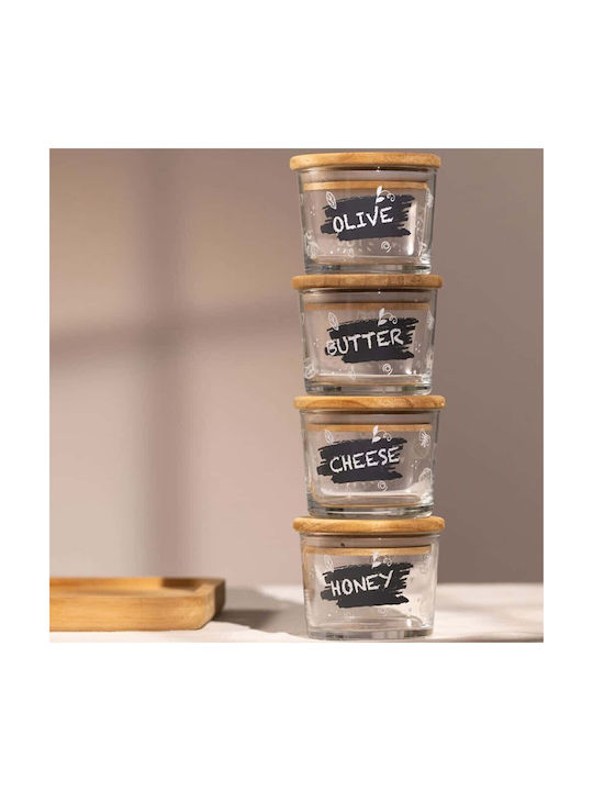 Hermia Hermia Set 4 Lebensmittelgläser Allgemeine Verwendung mit Deckel Glas Weiß 220ml 4Stücke