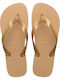 Top Logo Metallic Flip Flops in Gold Colour