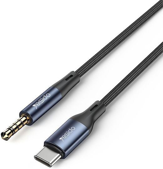 Yesido USB 2.0 Кабел USB-C Мъжки - 3,5 мм Черен 1м