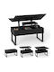 Rectangular Central Wooden Coffee Table with Lifting Mechanism Black W100xL50xH49cm