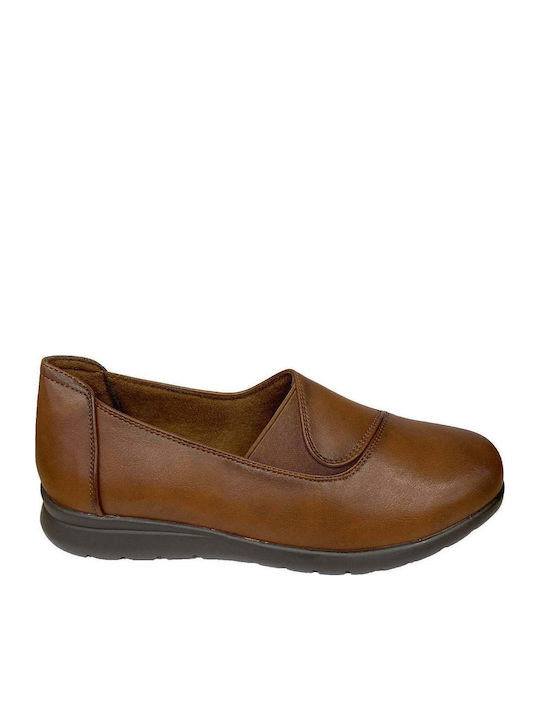 Ανατομικά Γυναικεία Slip-On από Συνθετικό Δέρμα Καφέ