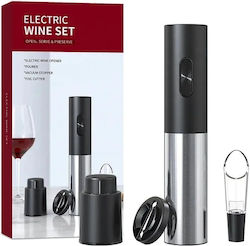 Electric Wine Corkscrew Bottle Opener Stopper Pourer Set Silver