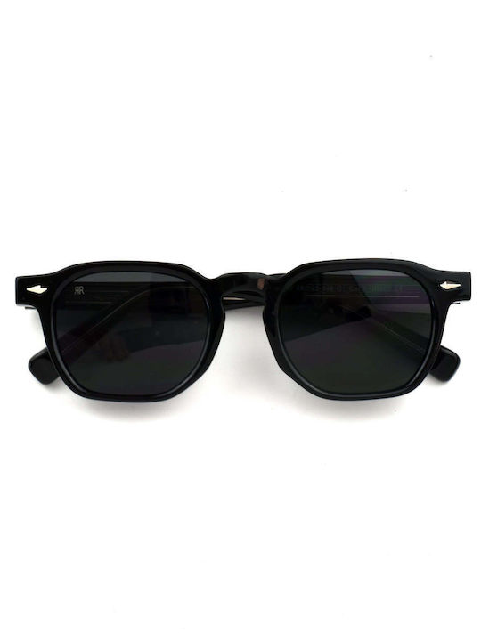 Red Raven Luca Unisex Sunglasses with Black Horn-Rimmed Frame and Black Lenses