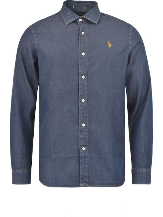 Langärmeliges Hemd in schmaler Passform Blue Nero