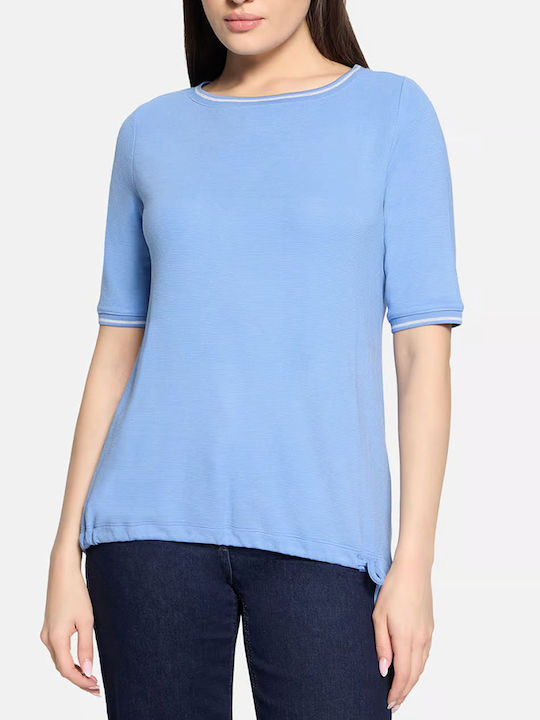Women's Short Sleeve Blouse Light Blue