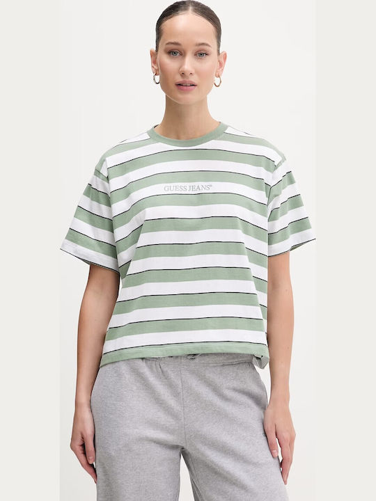 Tricou Damă Cu Dungi Verde