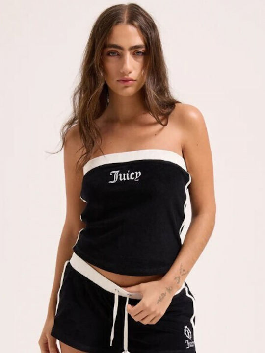 Women's Cotton Strapless Black Blouse