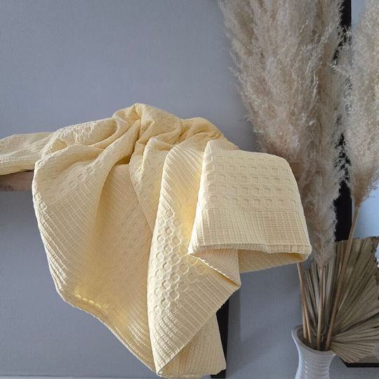 Kotonia Home Double Cotton Coverlet Straw Yellow 220x240cm