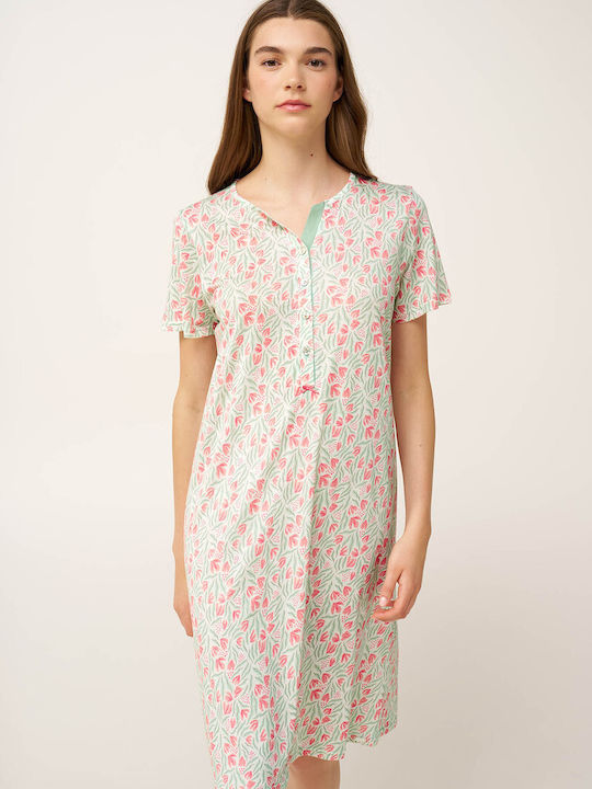 Vamp Summer Cotton Women's Nightgown Mint Gray