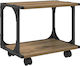 Vidaxl Two-Tier Industrial Printer Stand Mechanical Wood Lockable Wheels Matte Finish 882990